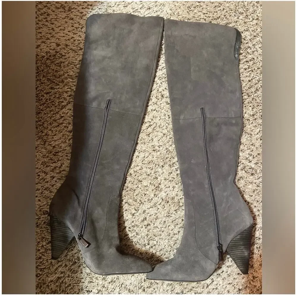 Vince Camuto Tall Over-the-Knee Suede Boots in Gray Size 11